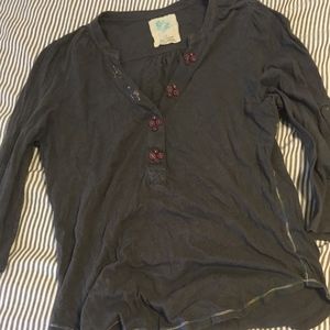 Anthropologie Gray Shirt with Cool Buttons